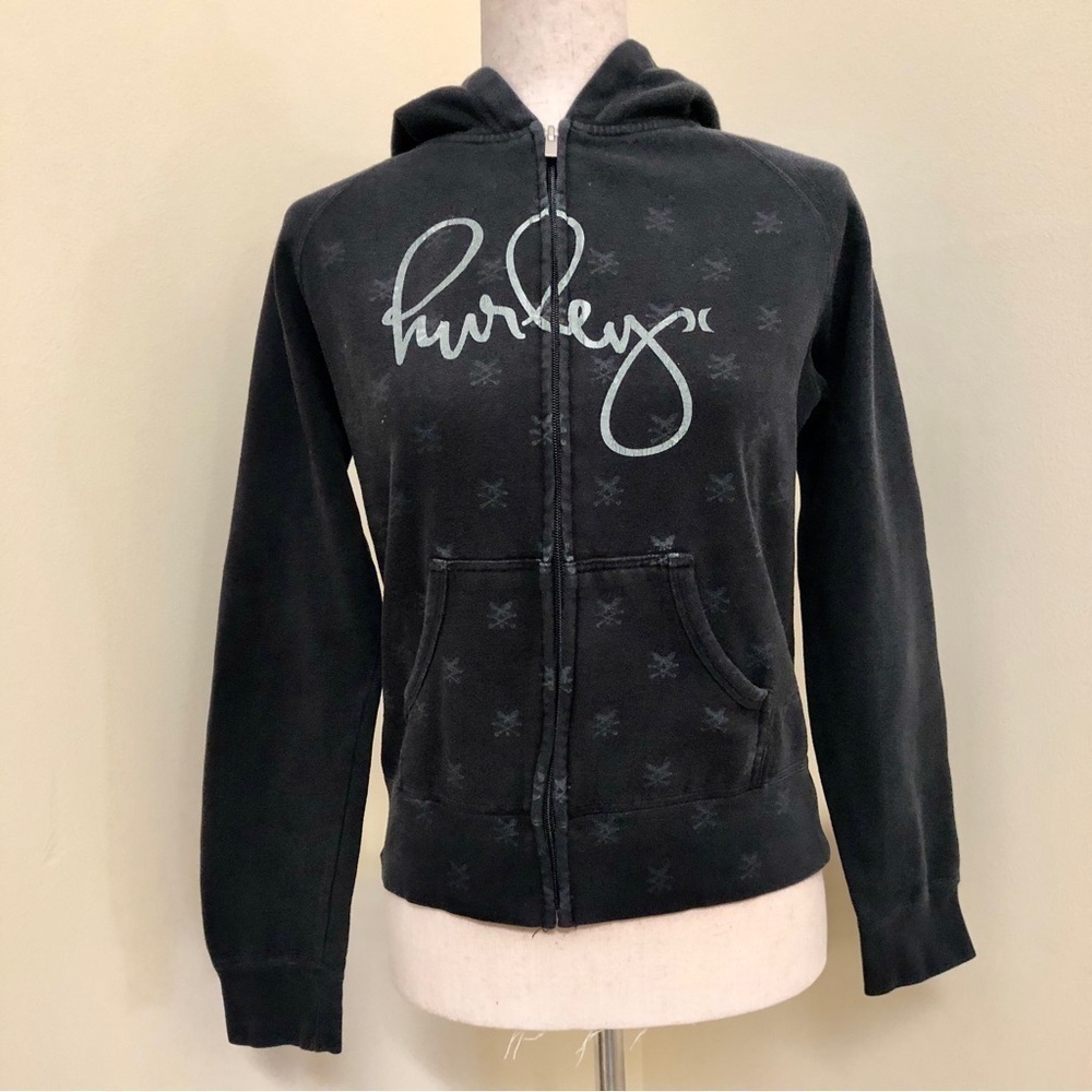 Hurley. Logo Zippered Hoodie. Black. Medium
